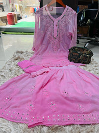 Viral ( Short Mirror Gharara 4pc Set ) Rishita Special - Chikankari official