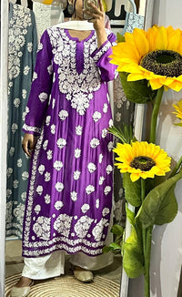 Viscose 3d Work Detailed Worked Kurta Only - Chikankari official