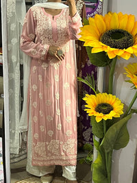 Viscose 3d Work Detailed Worked Kurta Only - Chikankari official