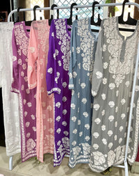 Viscose 3d Work Detailed Worked Kurta Only - Chikankari official