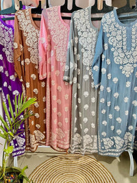 Viscose 3d Work Detailed Worked Kurta Only - Chikankari official