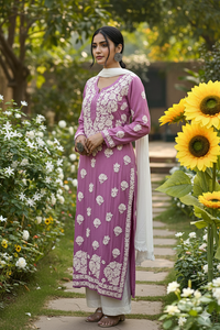 Viscose 3d Work Detailed Worked Kurta Only - Chikankari official