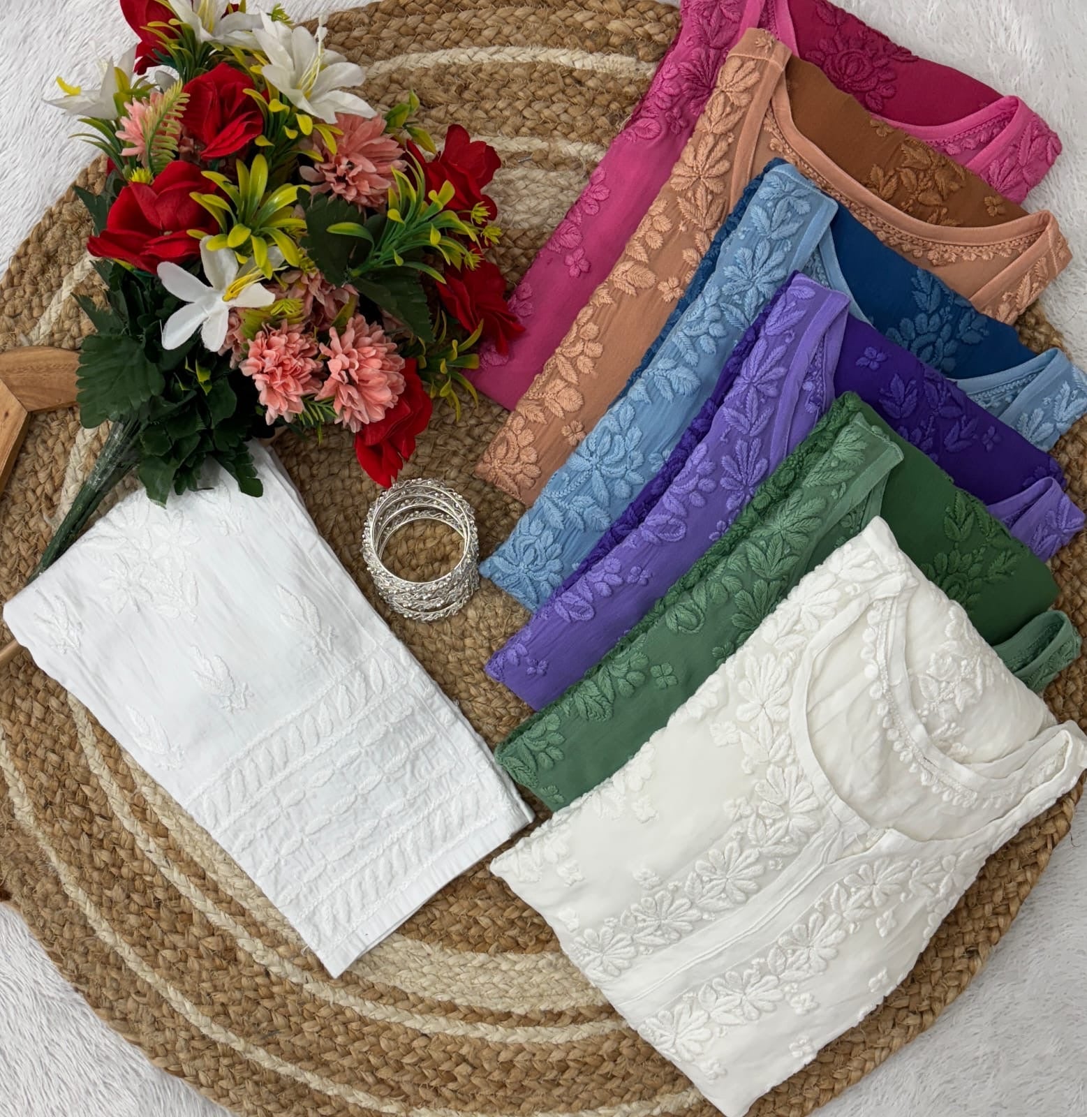 Viscose Chikan 70Gram Anchor Thread worked - Chikankari official