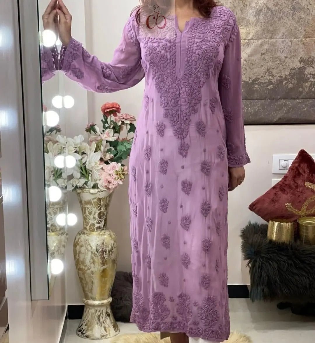 Viscose Finest Quality Worked kurtas.. - Chikankari official