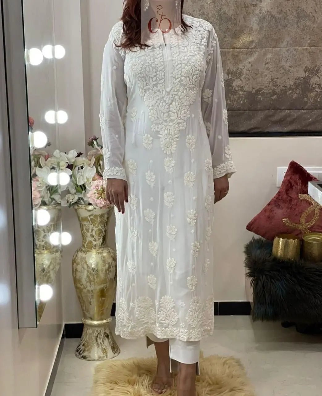 Viscose Finest Quality Worked kurtas.. - Chikankari official