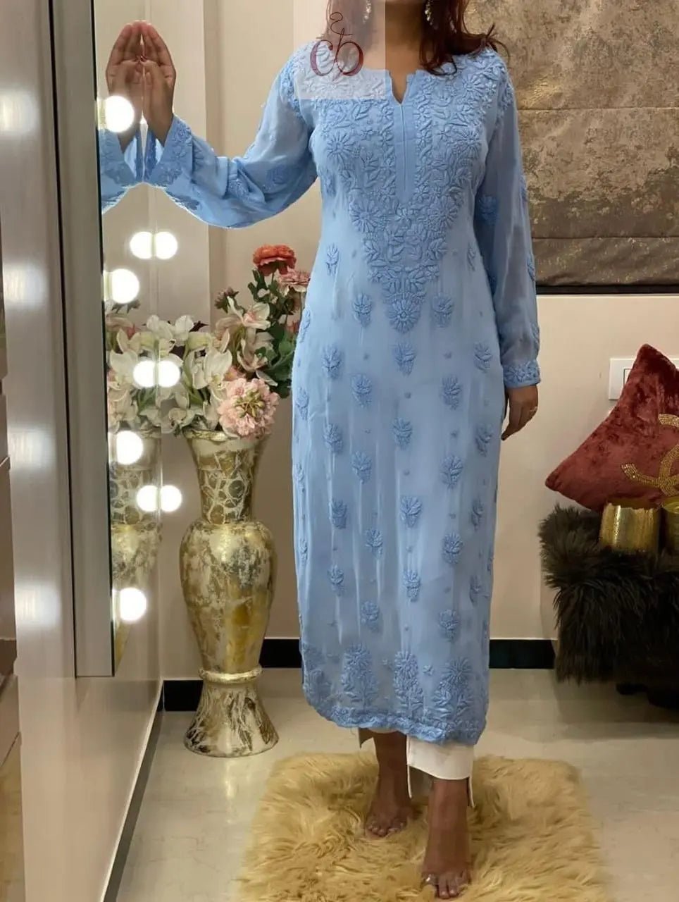 Viscose Finest Quality Worked kurtas.. - Chikankari official