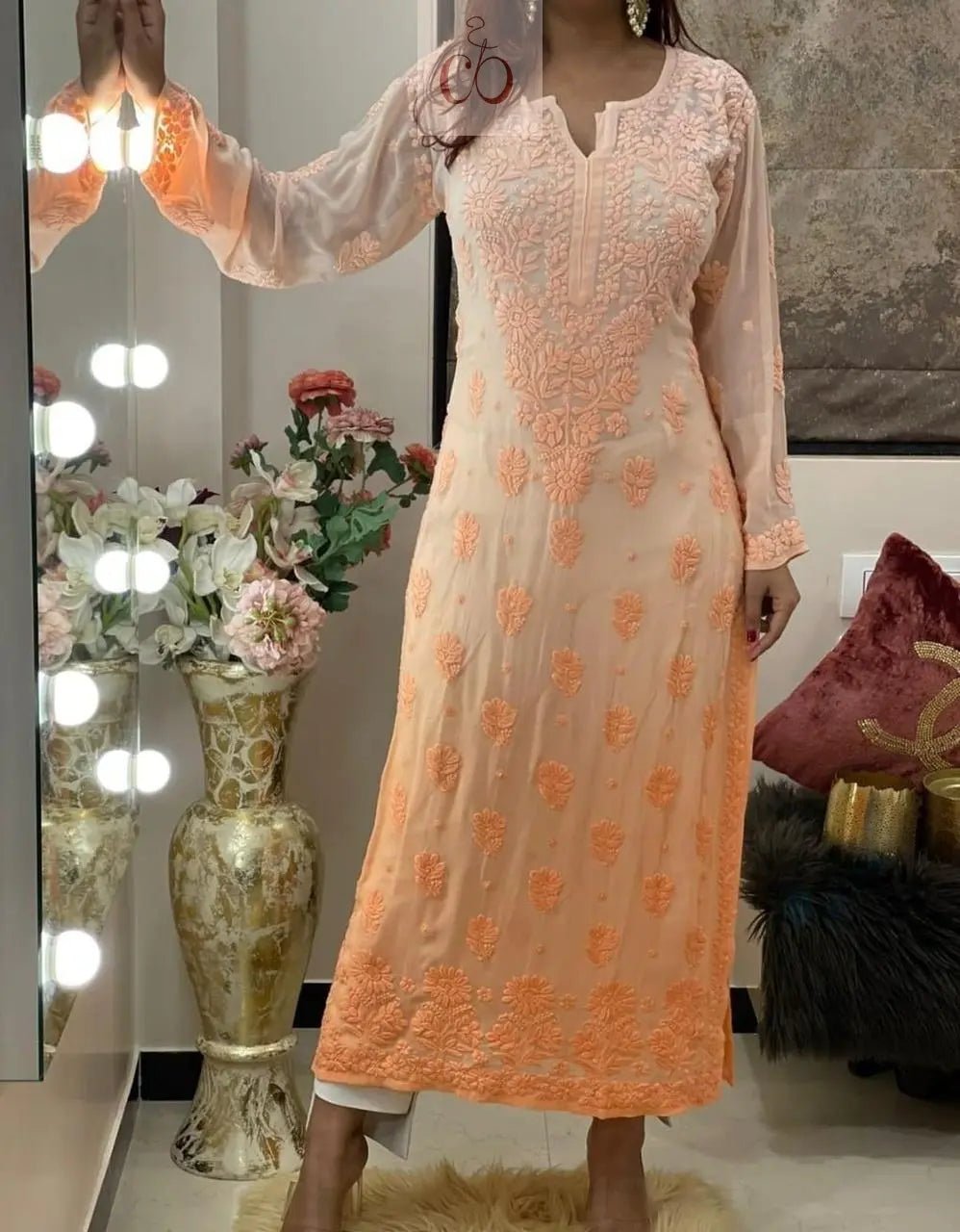 Viscose Finest Quality Worked kurtas.. - Chikankari official