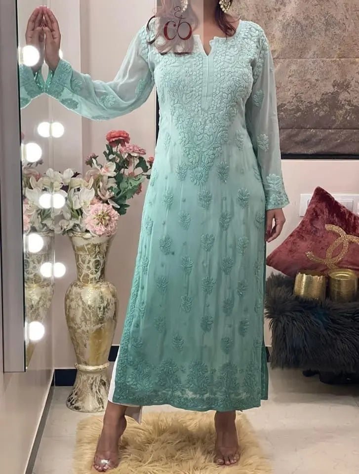 Viscose Finest Quality Worked kurtas.. - Chikankari official