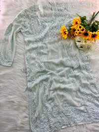 Viscose Grace With Dori 3d Work Kurta - Chikankari official