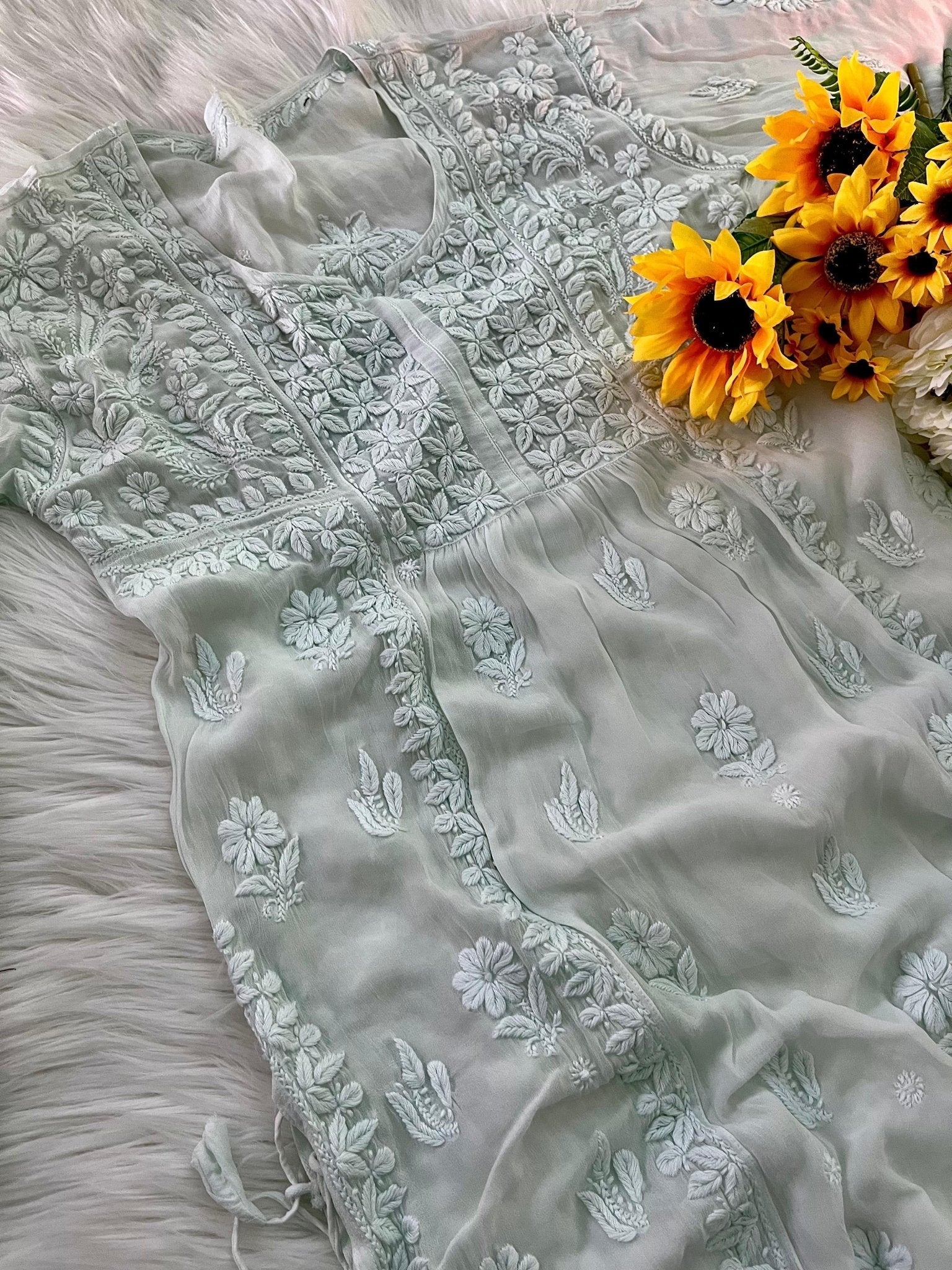 Viscose Grace With Dori 3d Work Kurta - Chikankari official