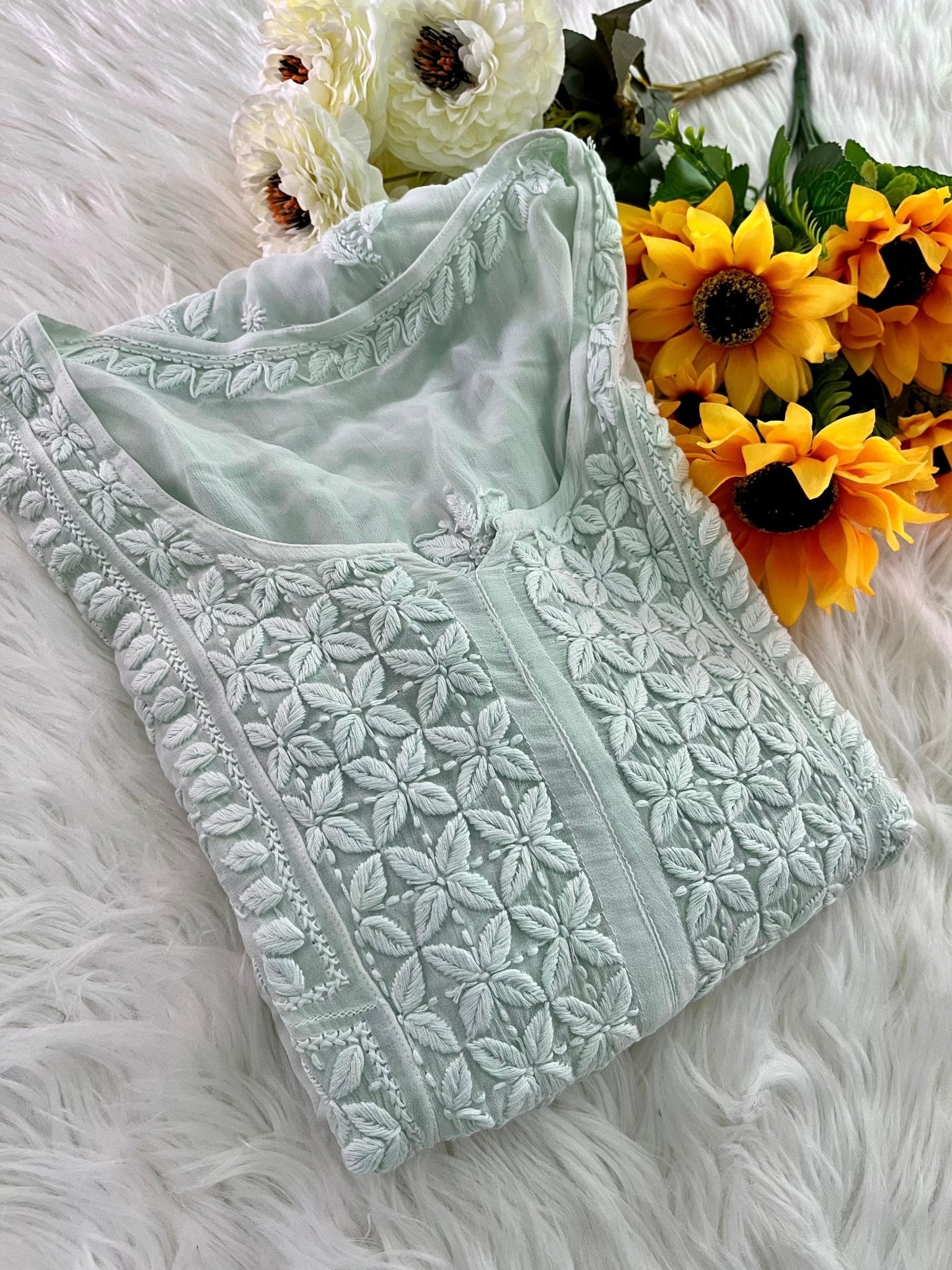 Viscose Grace With Dori 3d Work Kurta - Chikankari official