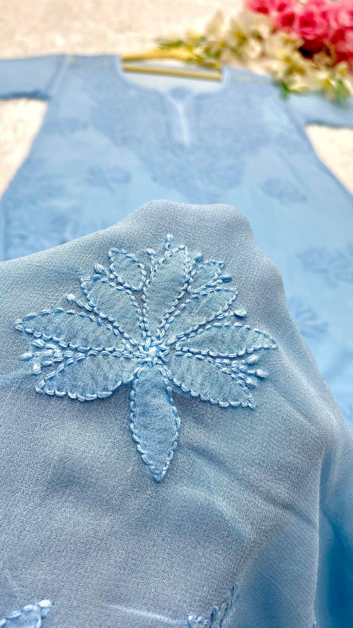 Viscose Handmade Embroidered chikankari - Chikankari official