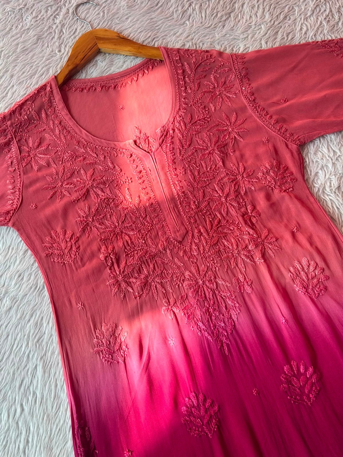 Viscose heavy Daman tone to Ombre Chikankari 2pc - Chikankari official