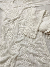 Viscose heavywork 3d Kurta pant dupatta set - Chikankari official