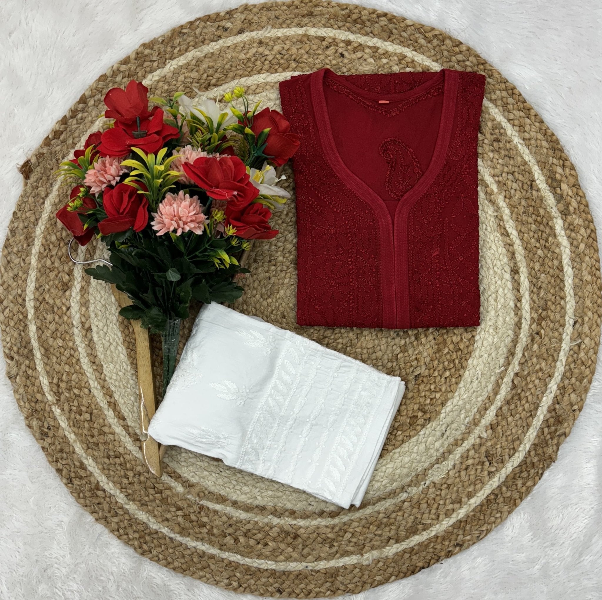 Viscose In Resham Thread kurti - Chikankari official