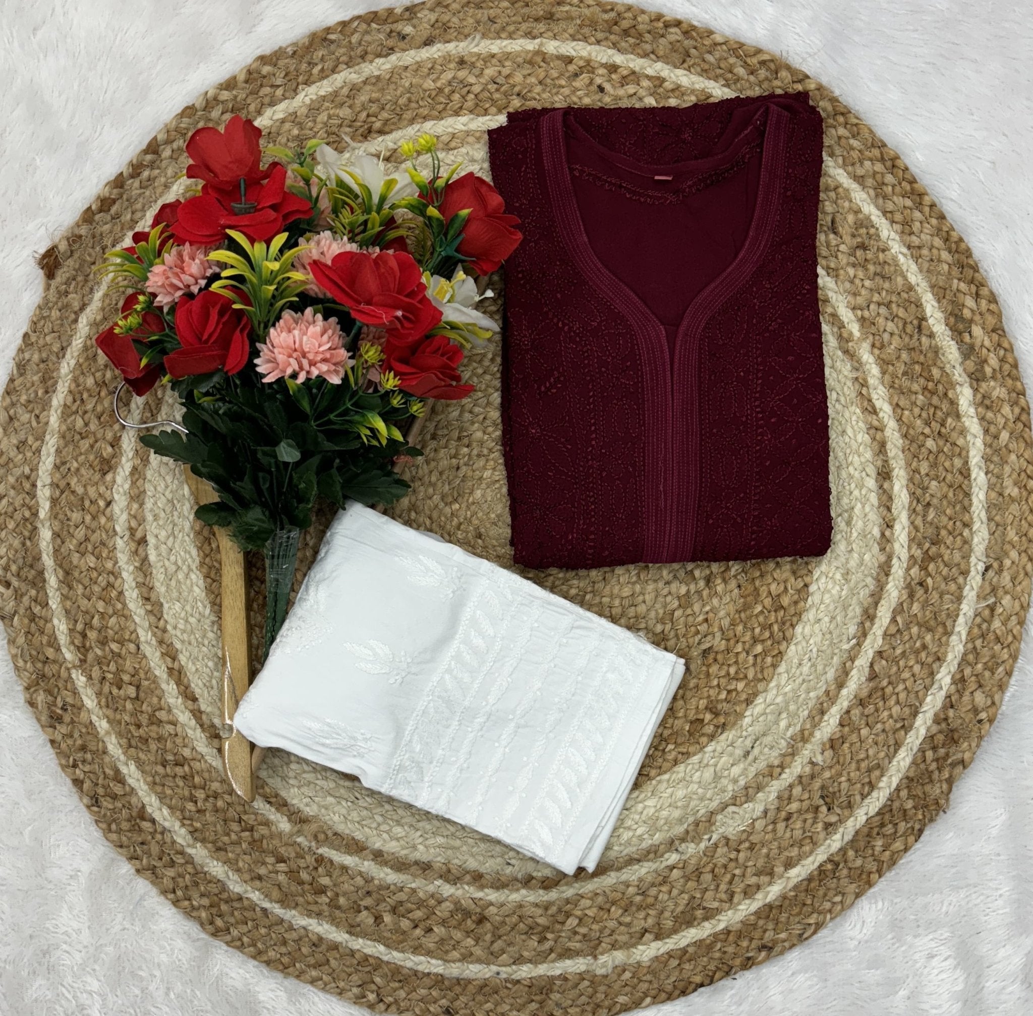 Viscose In Resham Thread kurti - Chikankari official