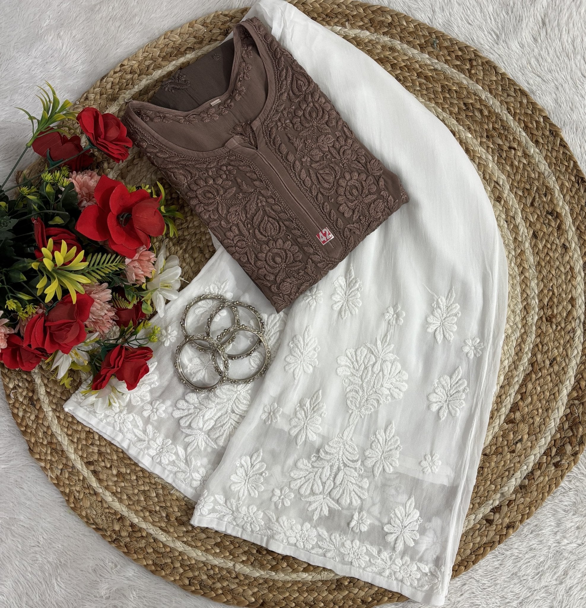 Viscose Kurti 70 Gram Anchor Thread 3D Work & Viscose Piazo Anchor Thread - Chikankari official