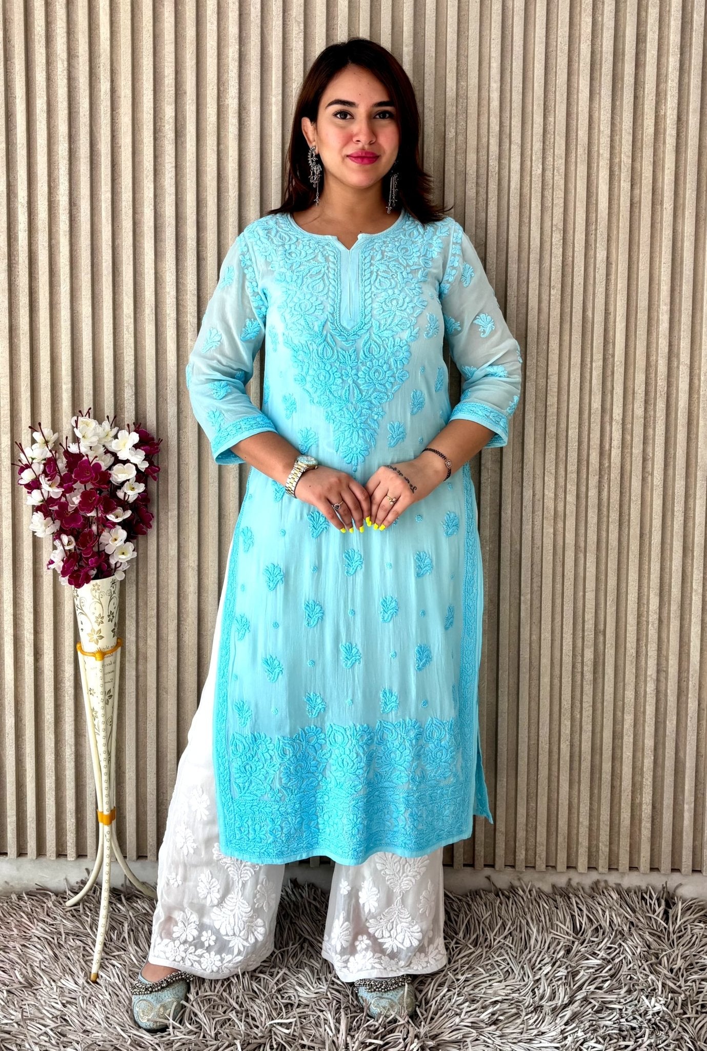 Viscose Kurti 70 Gram Anchor Thread 3D Work & Viscose Piazo Anchor Thread - Chikankari official