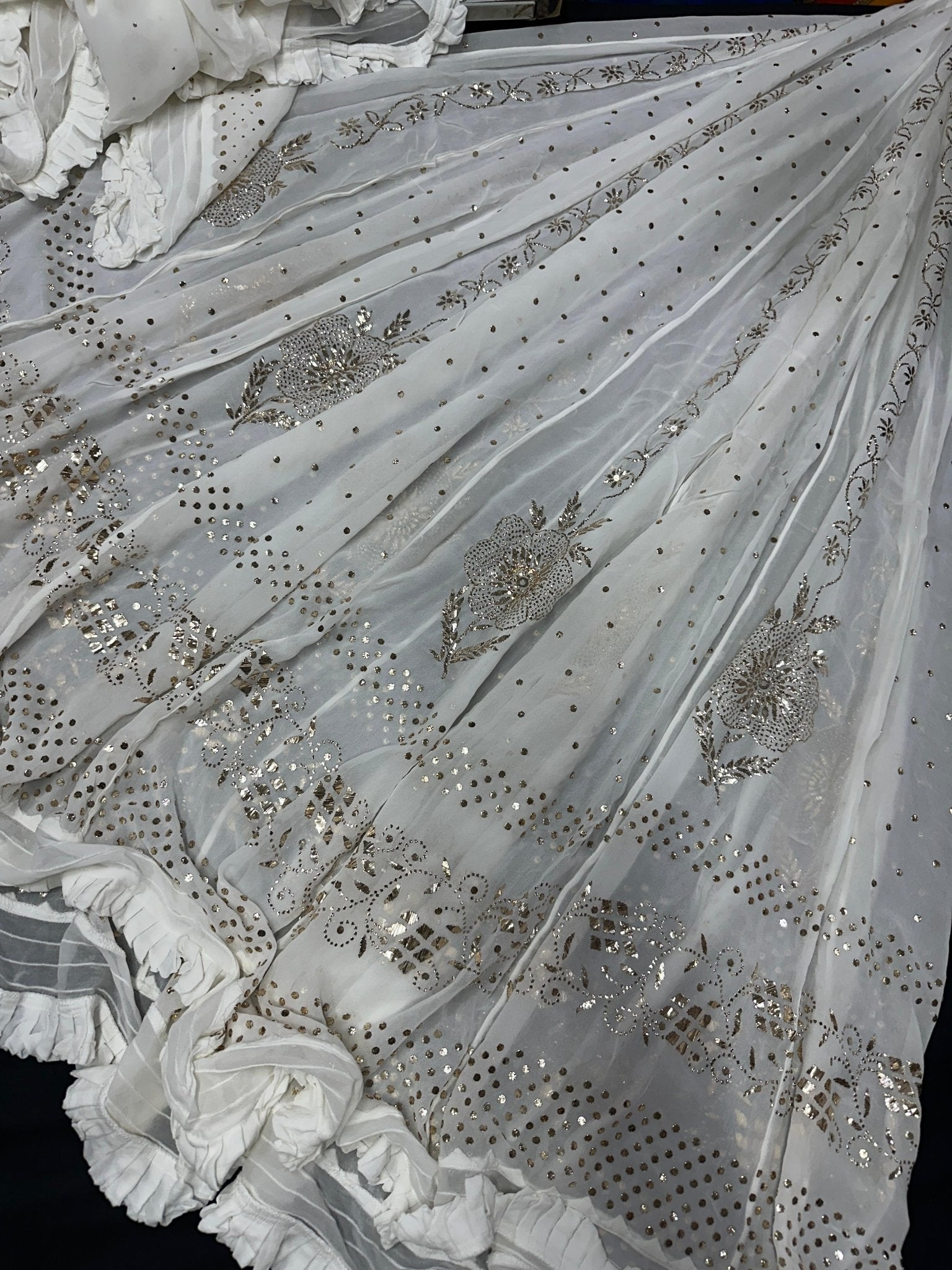 Viscose Muqaish Embroidered lehenga Set - Chikankari official