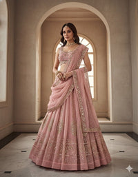 Viscose Muqaish Embroidered lehenga Set - Chikankari official