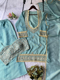 Wedding mirror embroidered 4pc set - Chikankari official