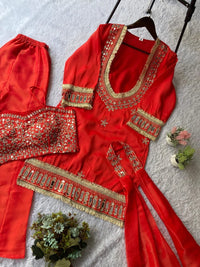 Wedding mirror embroidered 4pc set - Chikankari official
