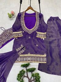 Wedding mirror embroidered 4pc set - Chikankari official