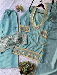 Wedding mirror embroidered 4pc set - Chikankari official