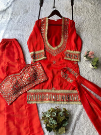 Wedding mirror embroidered 4pc set - Chikankari official