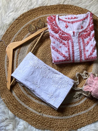 White Base Light weight Mul Mul Top - Chikankari official