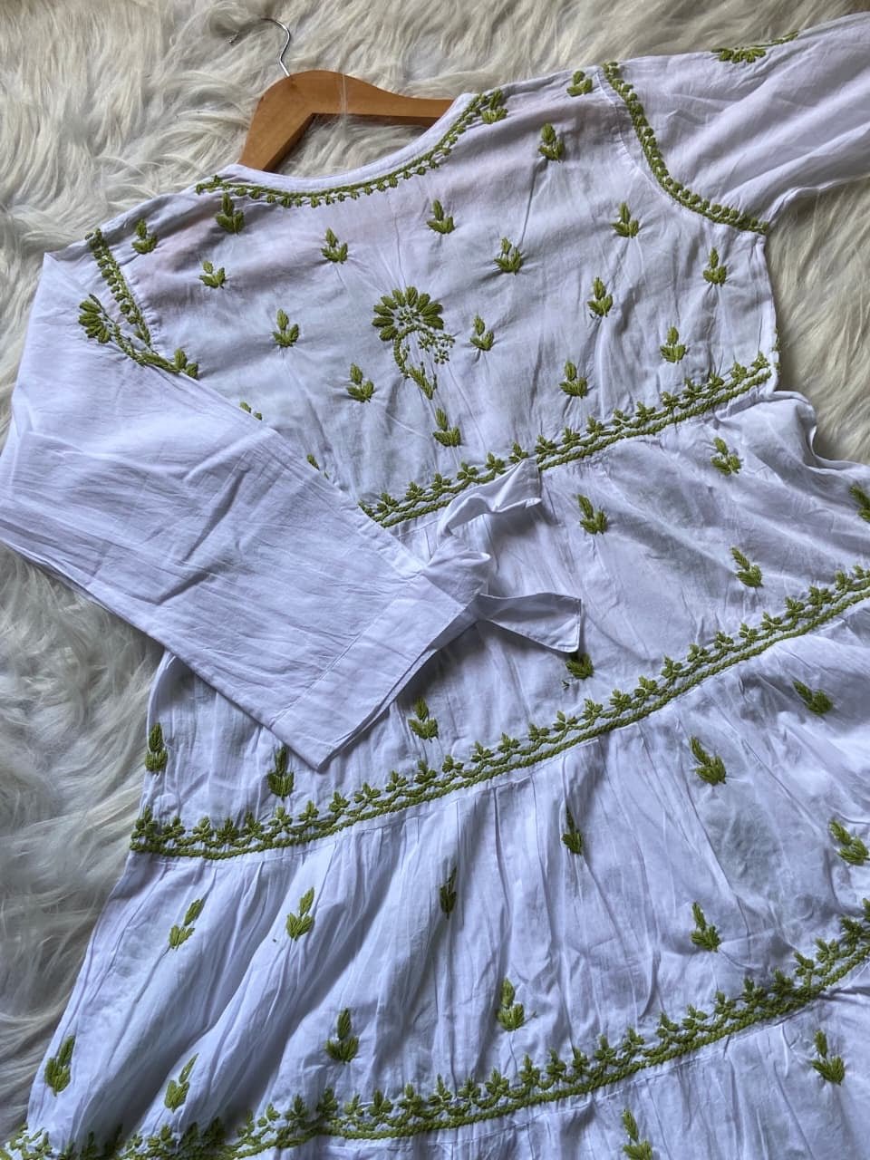 White Base Light weight Mul Mul Top - Chikankari official