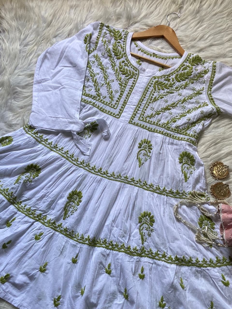 White Base Light weight Mul Mul Top - Chikankari official