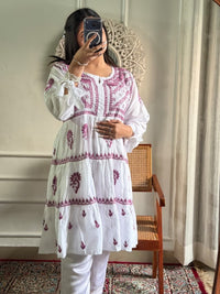 White Base Light weight Mul Mul Top - Chikankari official