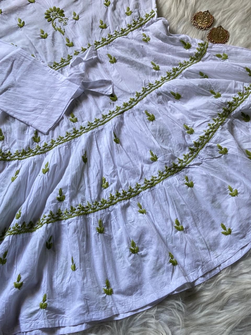 White Base Light weight Mul Mul Top - Chikankari official
