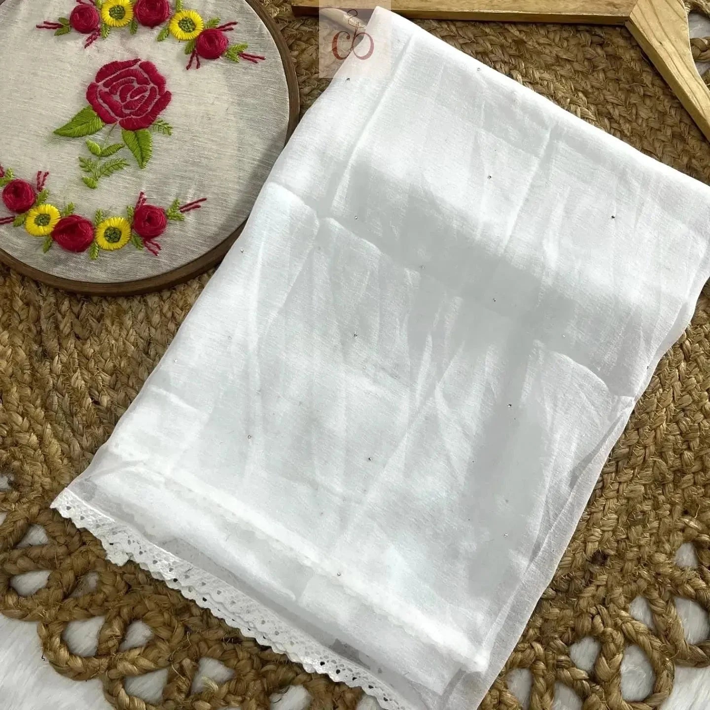 White Modal with Muqaish Chikankari Kurti 3pc Set - Chikankari official