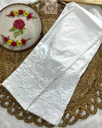 White Modal with Muqaish Chikankari Kurti 3pc Set - Chikankari official
