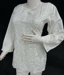 White Pure Cotton Short Top - Chikankari official