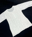 White Pure Cotton Short Top - Chikankari official