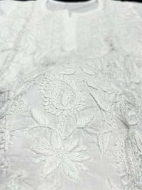 White Pure Cotton Short Top - Chikankari official