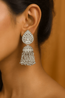 White Royal Tassel Jhumkas – Statement Bridal Edition - Chikankari official