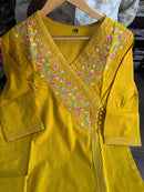 Yellow staright Anarkali Suit Set - Chikankari official