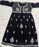 Yolk Black Gown with white chikankari work - Chikankari official