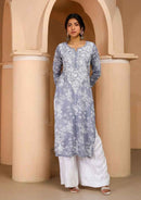 Zainab Soft & Comfy Mul leafy Contrast Kurtis - Chikankari official