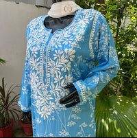 Zainab Soft & Comfy Mul leafy Contrast Kurtis - Chikankari official