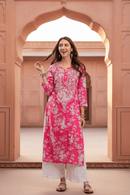 Zainab Soft & Comfy Mul leafy Contrast Kurtis - Chikankari official