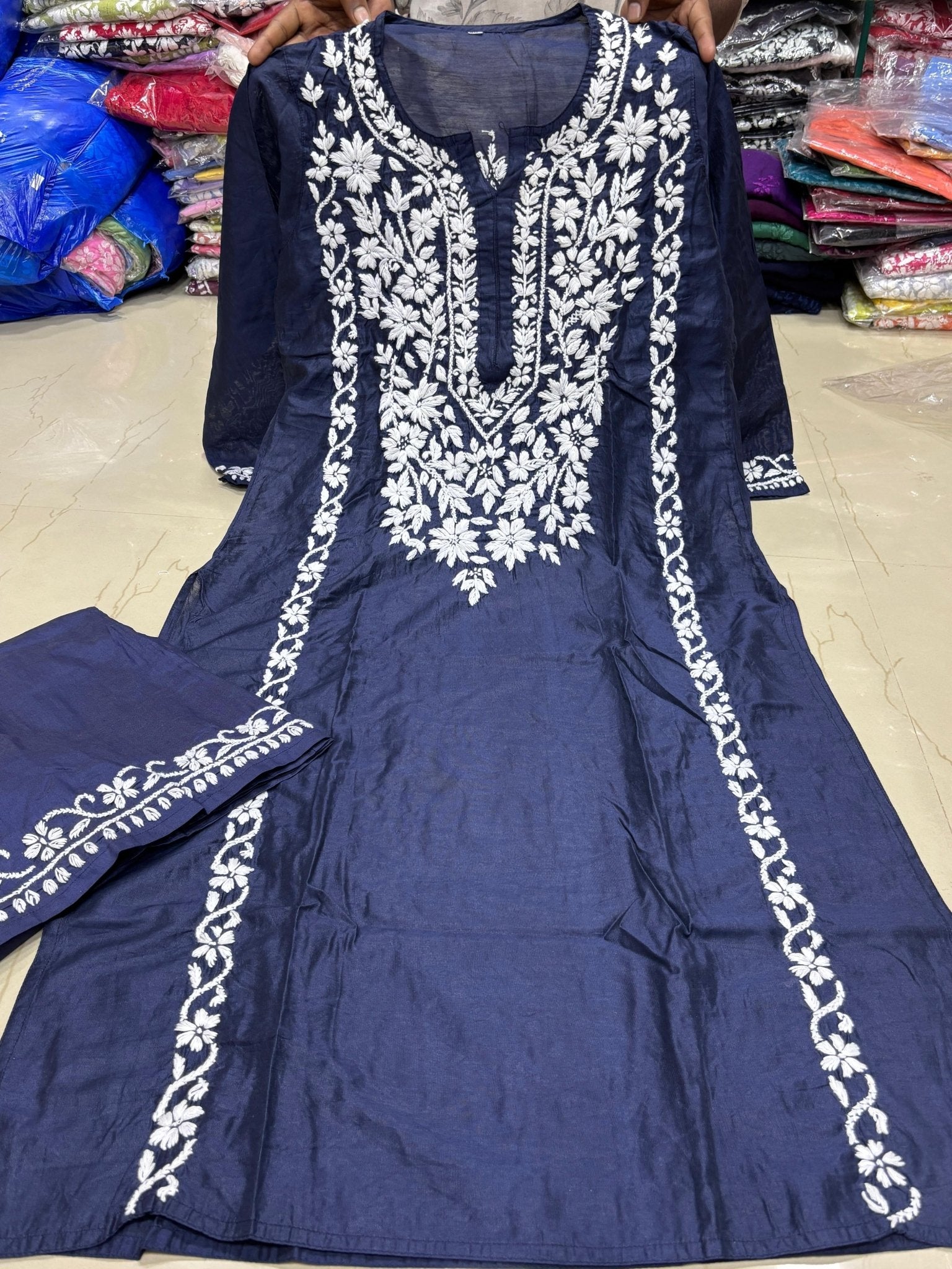 Zara Chanderi Festive Elegance Set - Chikankari official