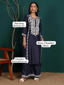 Zara Chanderi Festive Elegance Set - Chikankari official