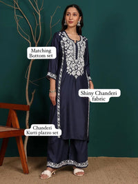 Zara Chanderi Festive Elegance Set - Chikankari official