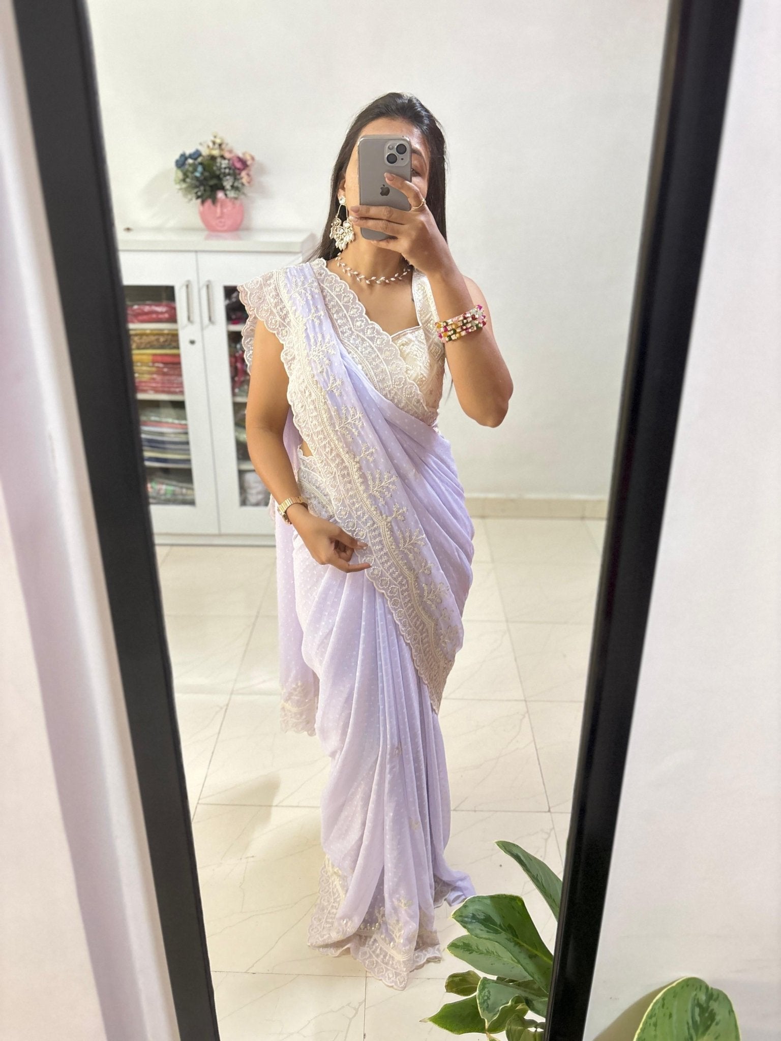 Zara Chiffon Designer Saree - Chikankari official