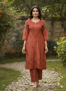 Zara Dyeable Kurta plazzo Set with Fine embroidery - Chikankari official